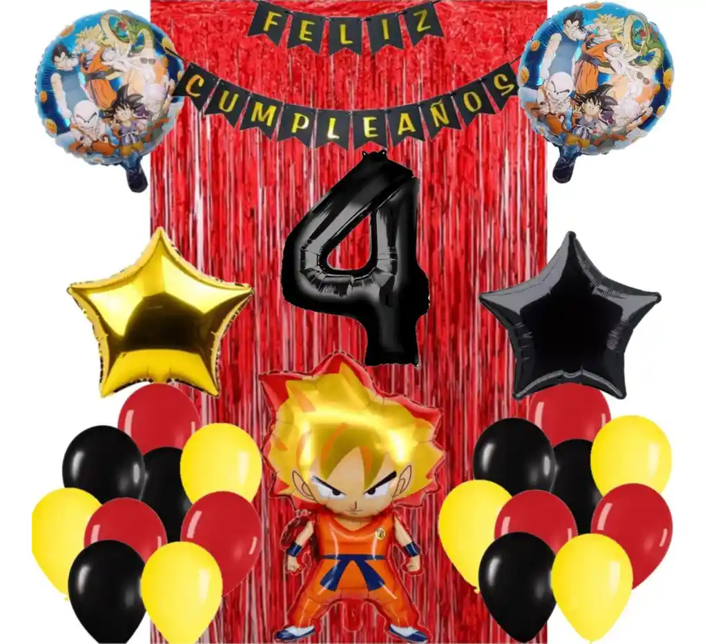 Globos Kit Decoración Dragon Ball Z Cortina Cumpleaños #4