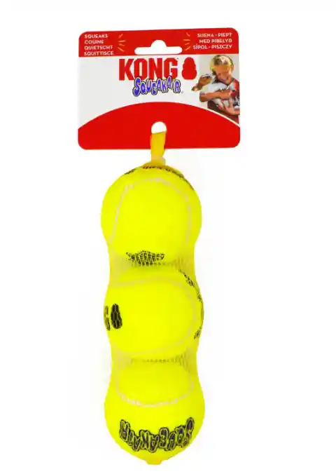 Kong Squeakair Grande Pelota De Tennis Para Perros X3