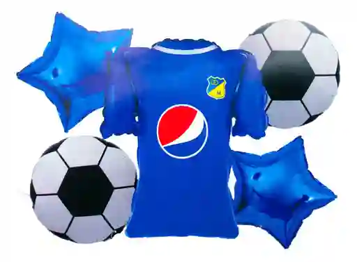Bouquet Globos Millonarios Futbol Colombia Millos Decoración