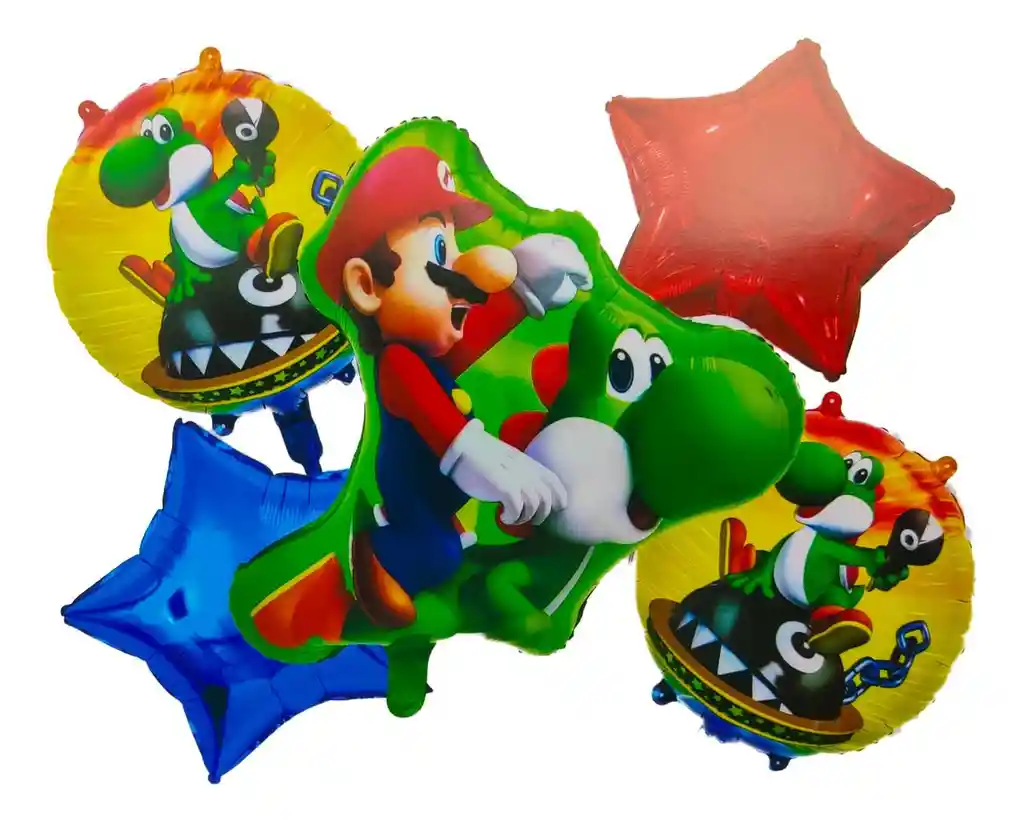 Globo Fiesta Yoshi Mario Bros Video Juego Kit Bouquet