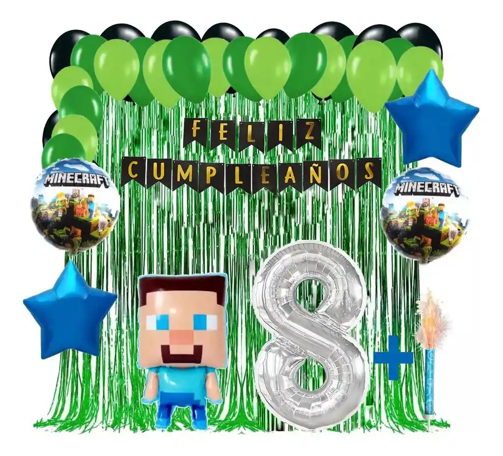 Globo Cumpleaños Decoración Minero Bloques Video Juego #8