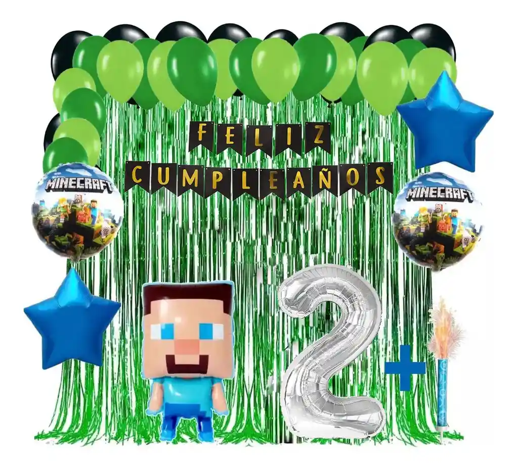 Globo Cumpleaños Decoración Minero Bloques Video Juego #2