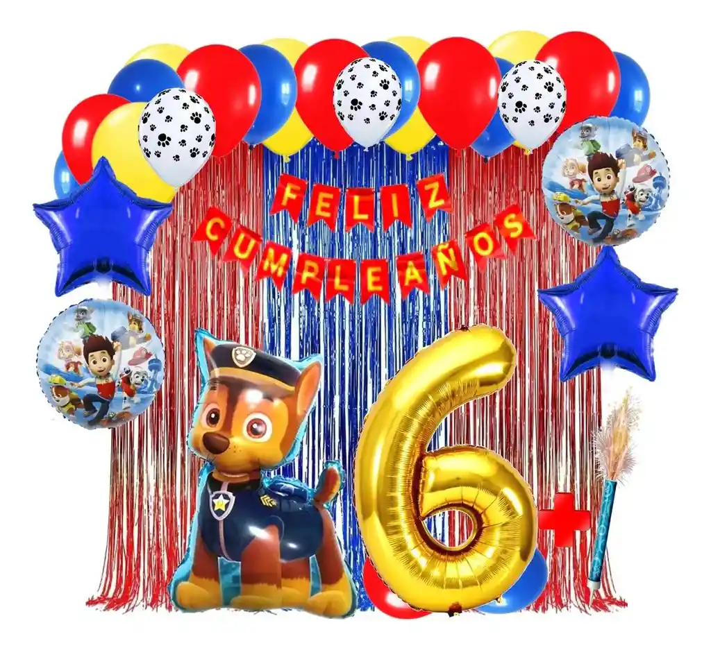 Decoracion Kit Globos Cumpleaños Chase Paw Patrol Patrulla #6