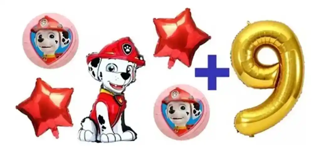 Kit Globos Cumpleaños Perro Marshall Paw Patrol Patrulla #9