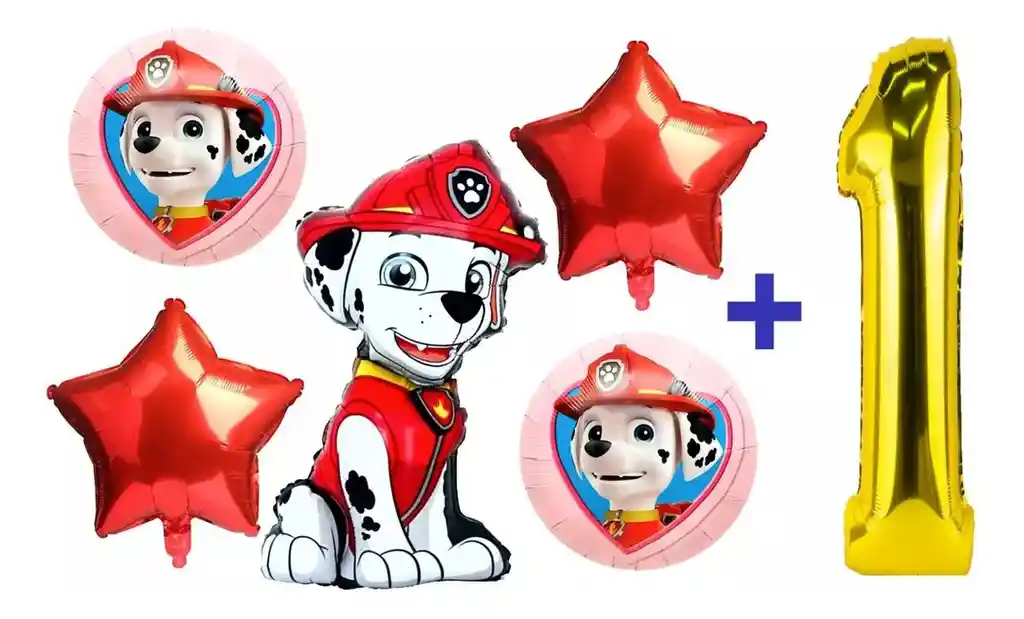 Kit Globos Cumpleaños Perro Marshall Paw Patrol Patrulla #1