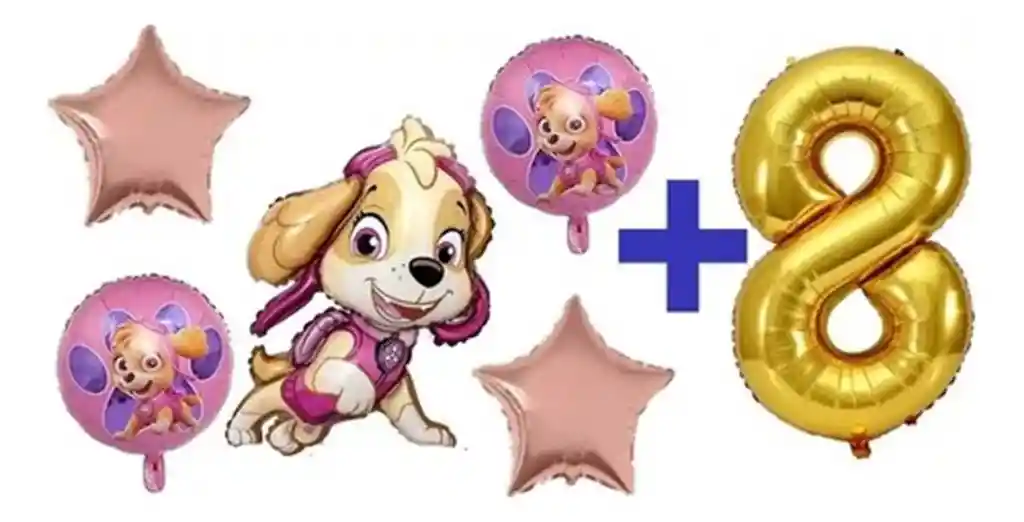 Decoracion Globos Cumpleaños Perra Skye Paw Patrol Patrulla #8