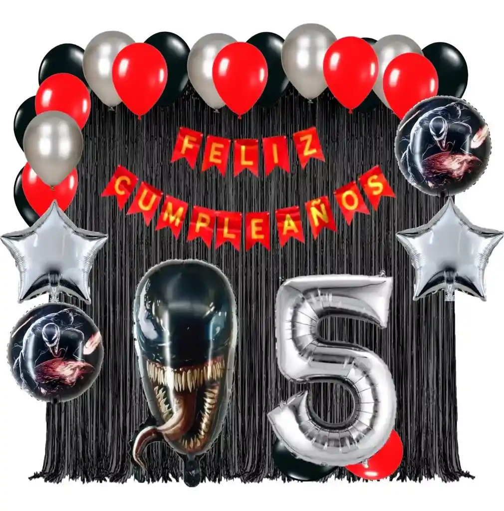 Globos Kit Decoracion Spiderman Venom Monstruo Cortina #5