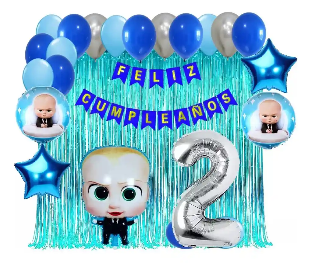 Azul Kit Globos Decoración Jefe En Pañales Bebe Cumpleaños #2