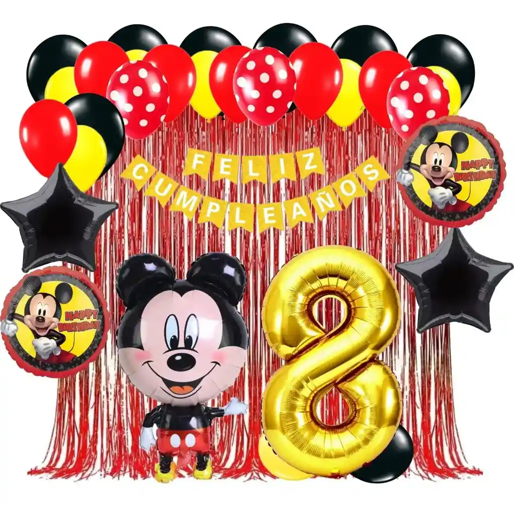 Rojo Mickey Mouse Decoración Globos Fiesta Cumpleaños #8