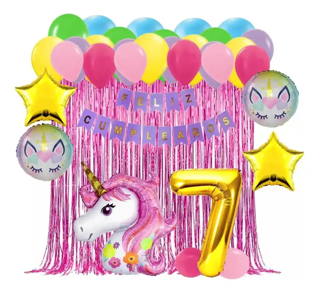 Fiesta Globos Cumpleaños Unicornio Multicolor Arcoiris #7