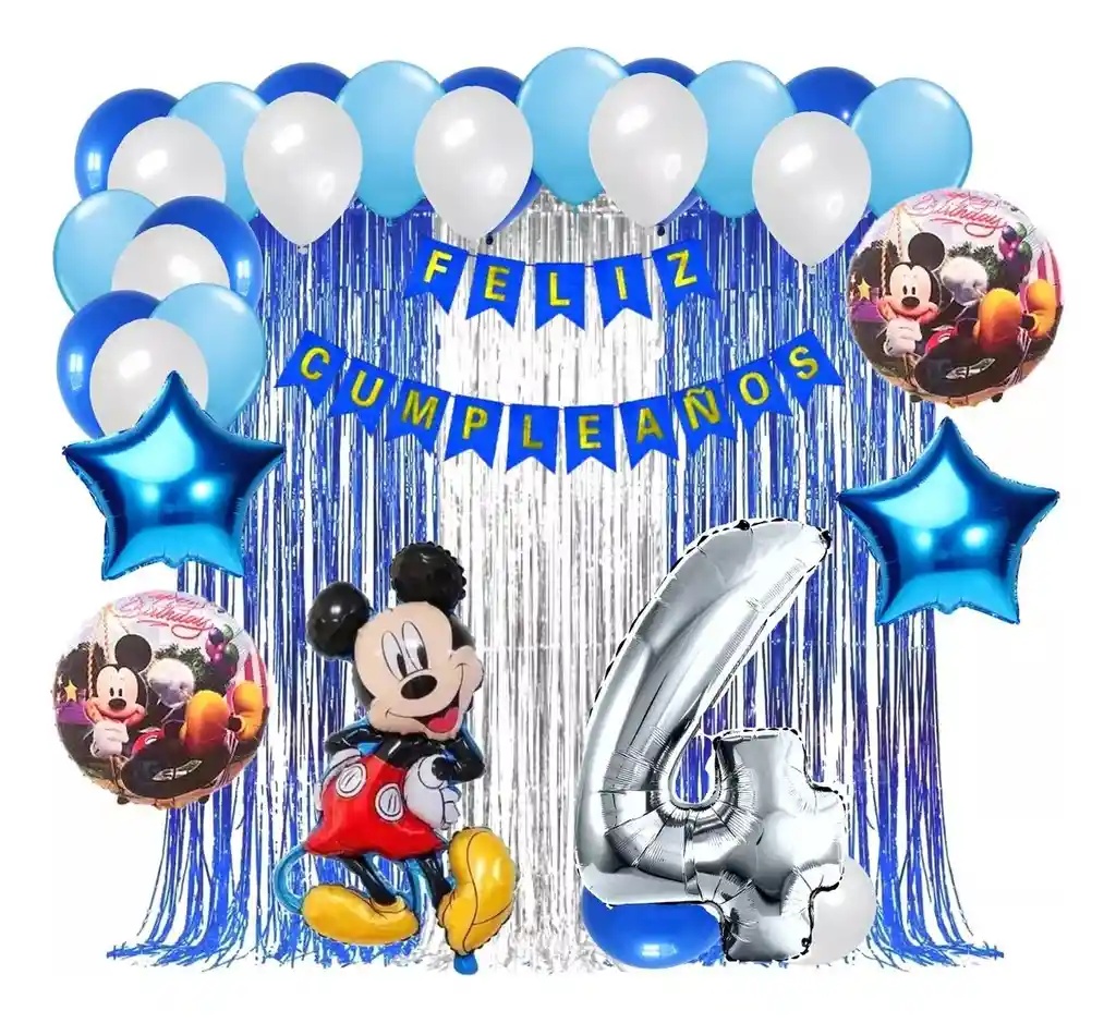 Decoracion Kit Globo Mickey Mouse Cumpleaños Fiesta Azul #4