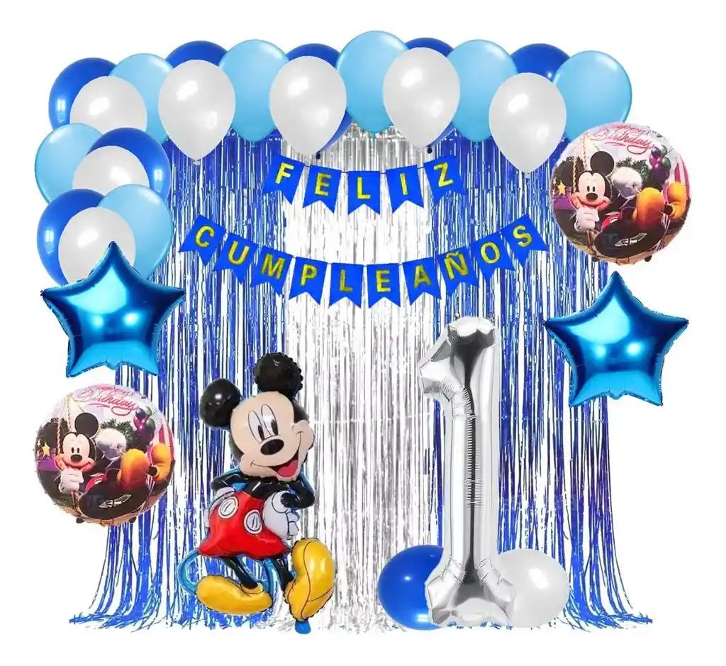 Decoracion Kit Globo Mickey Mouse Cumpleaños Fiesta Azul #1