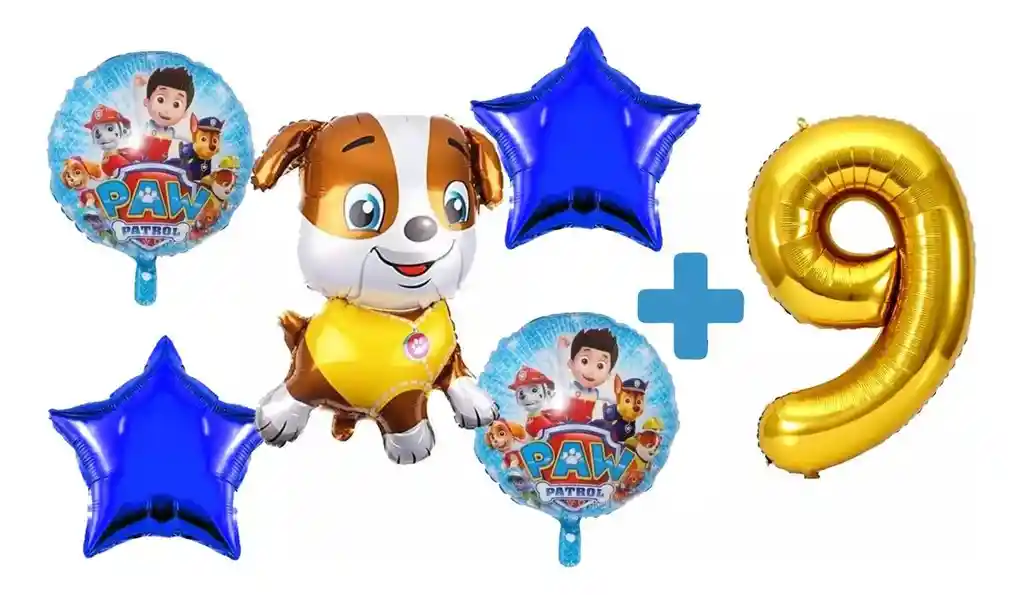 Globo Fiesta Decoración Kit Rubble Paw Patrol Patrulla Perro #9