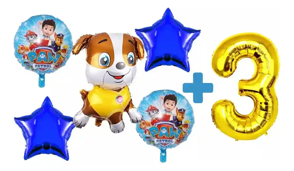 Globo Fiesta Decoración Kit Rubble Paw Patrol Patrulla Perro #3