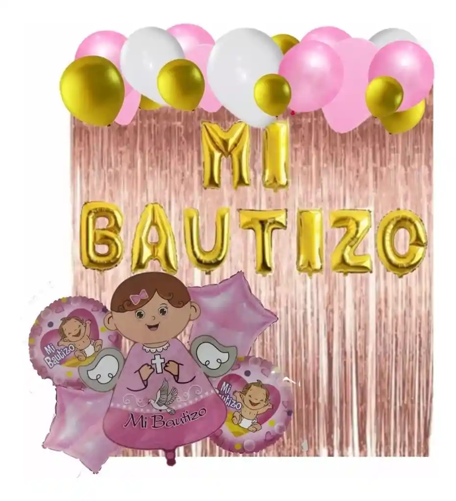 Oro Rosa Plateado Globo Fiesta Decoración Mi Bautizo Niña