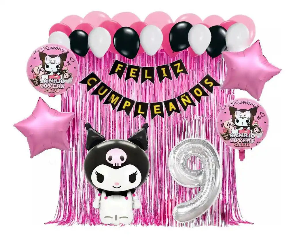 Globos Kit Decoracion Kuromi Hello Hitty Cumpleaños Cortina #9