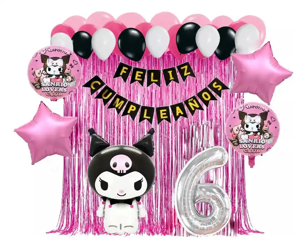 Globos Kit Decoracion Kuromi Hello Hitty Cumpleaños Cortina #6