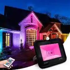 Instalacion Luces Led Navidad Reflector 20w 16 Colores Multicolor Con Control