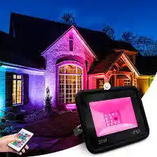 Instalacion Luces Led Navidad Reflector 20w 16 Colores Multicolor Con Control