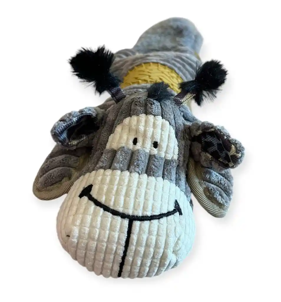 Juguete Peluche Para Perro Con Sonido De Bolsa, 2 Pitos Chillones Y Rasca Encías Color Gris