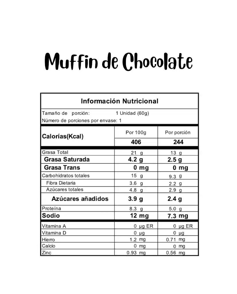 Muffin De Chocolate Reborn 60 Gr