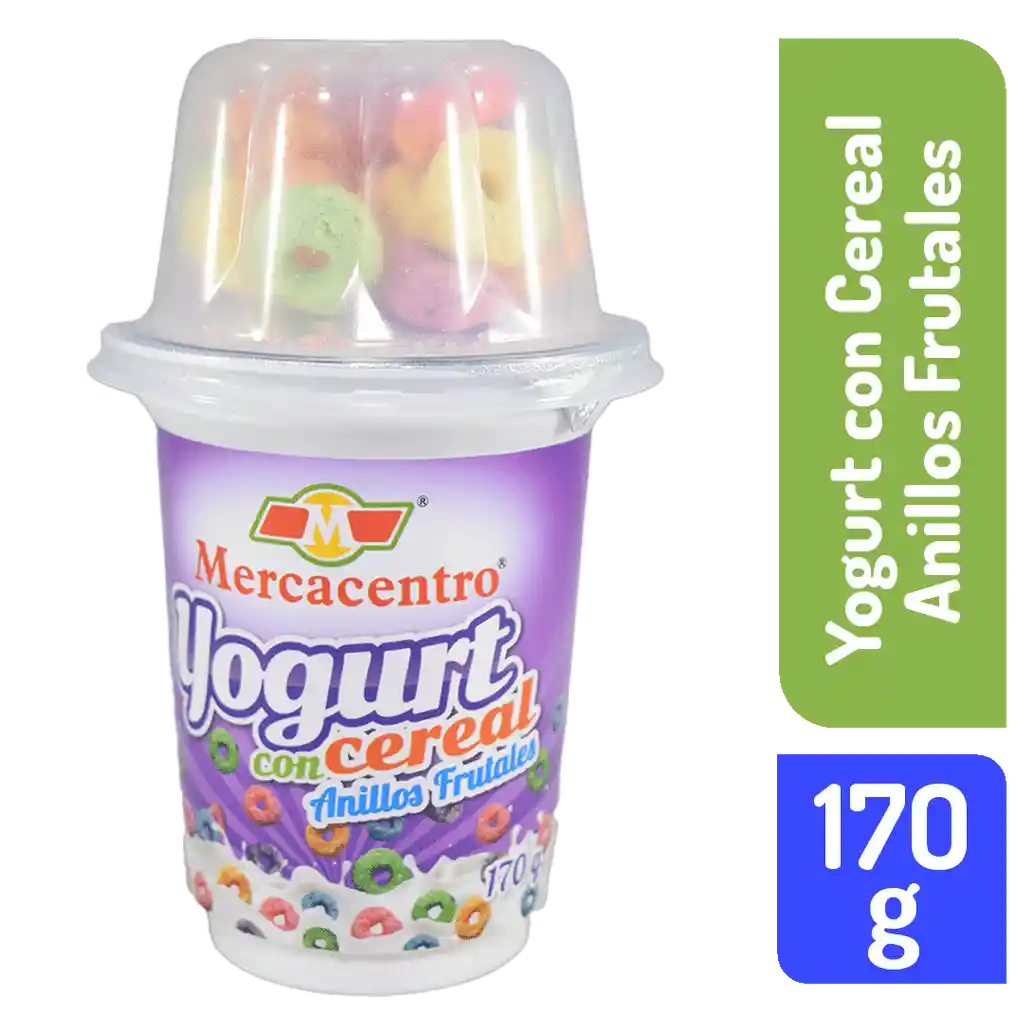 Yogurt Mercacentro Cereal Anillos Frutales 170 G