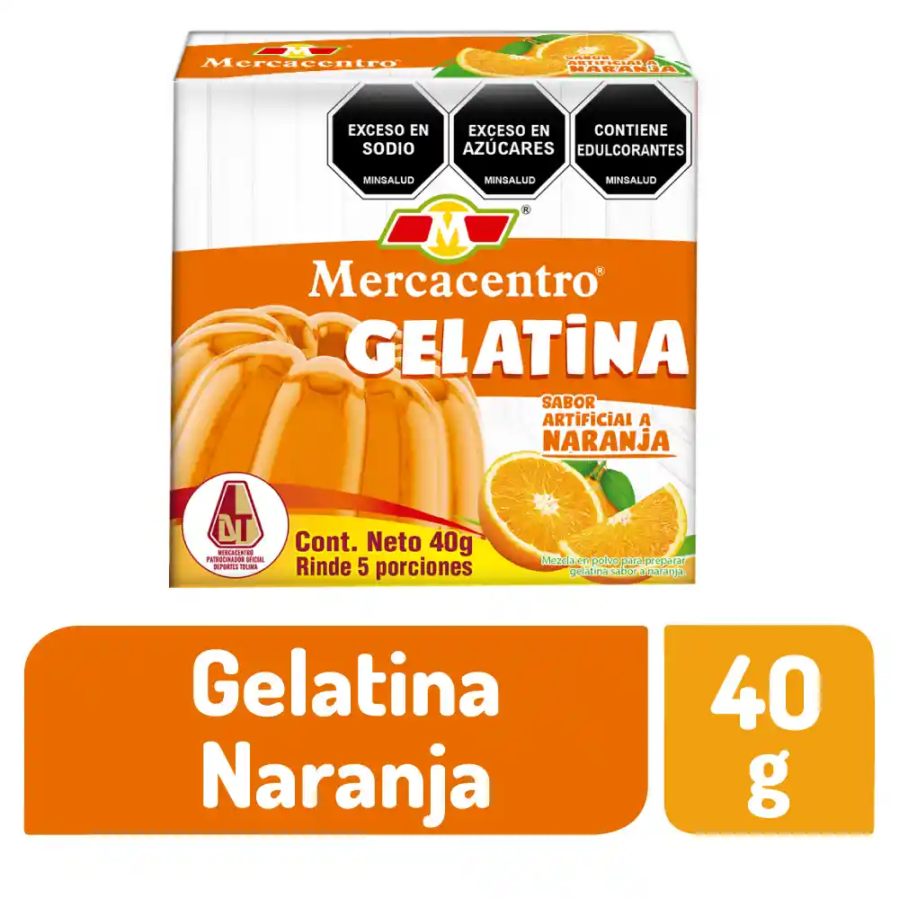 Gelatina Mercacentro Naranja 40 G