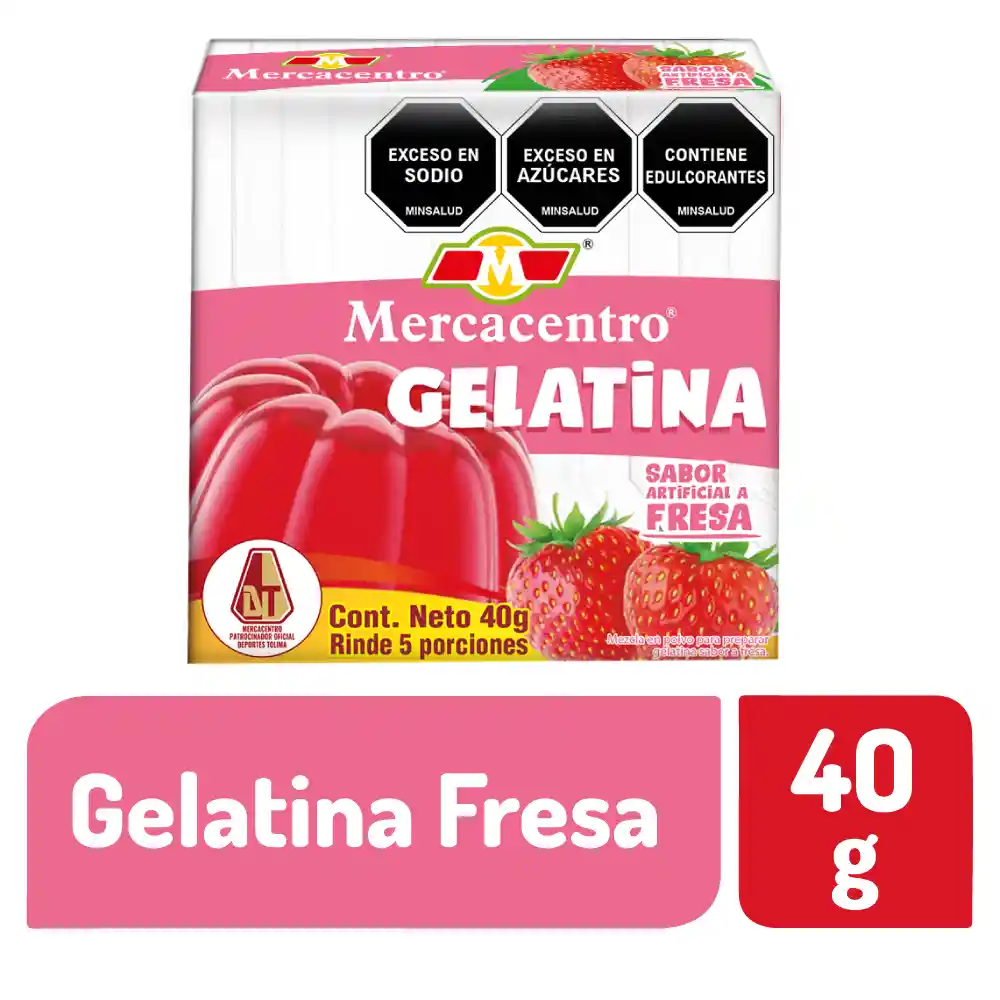 Gelatina Mercacentro Fresa 40 G