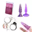 Kit X3 Plug Dilatador Anal + Lubricante Anal + Esposas Bdsm