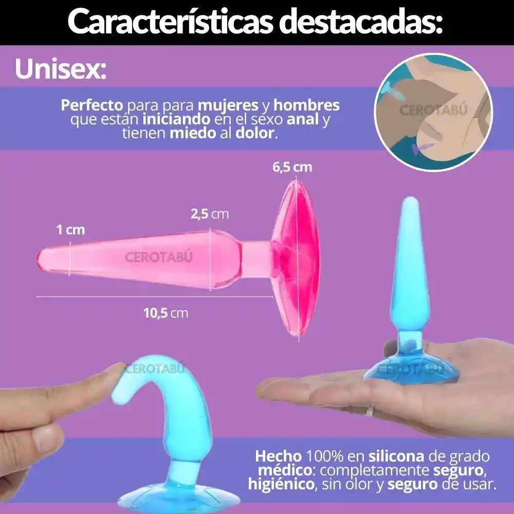 Kit X3 Plug Dilatador Anal + Lubricante Anal + Esposas Bdsm