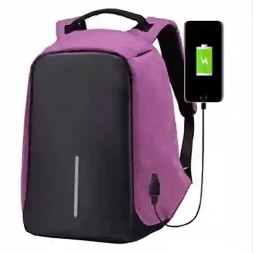 Maleta Antirrobo Mochila Morral Antirobo Con Cable Seguridad Morada