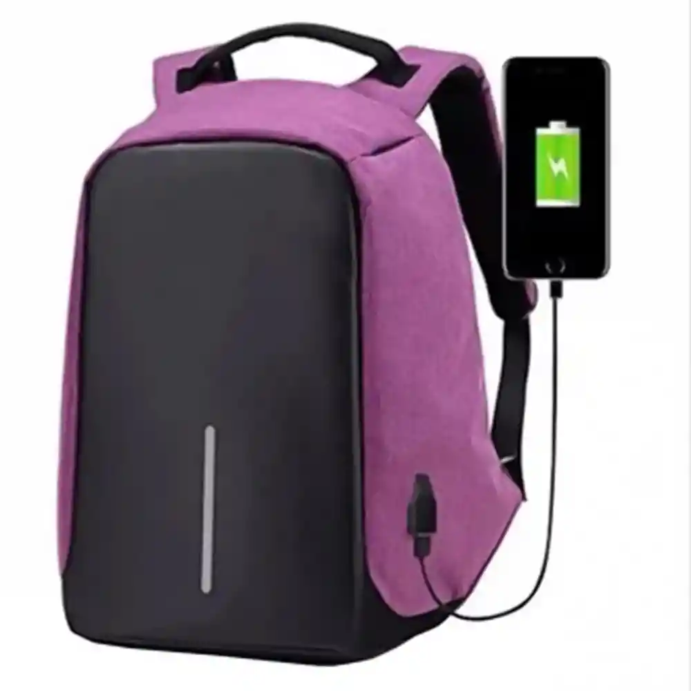 Maleta Antirrobo Mochila Morral Antirobo Con Cable Seguridad Morada