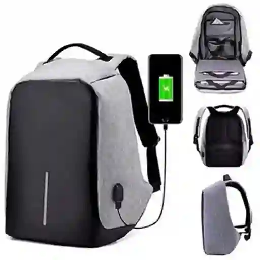 Maleta Antirrobo Mochila Morral Antirobo Con Cable Seguridad Gris