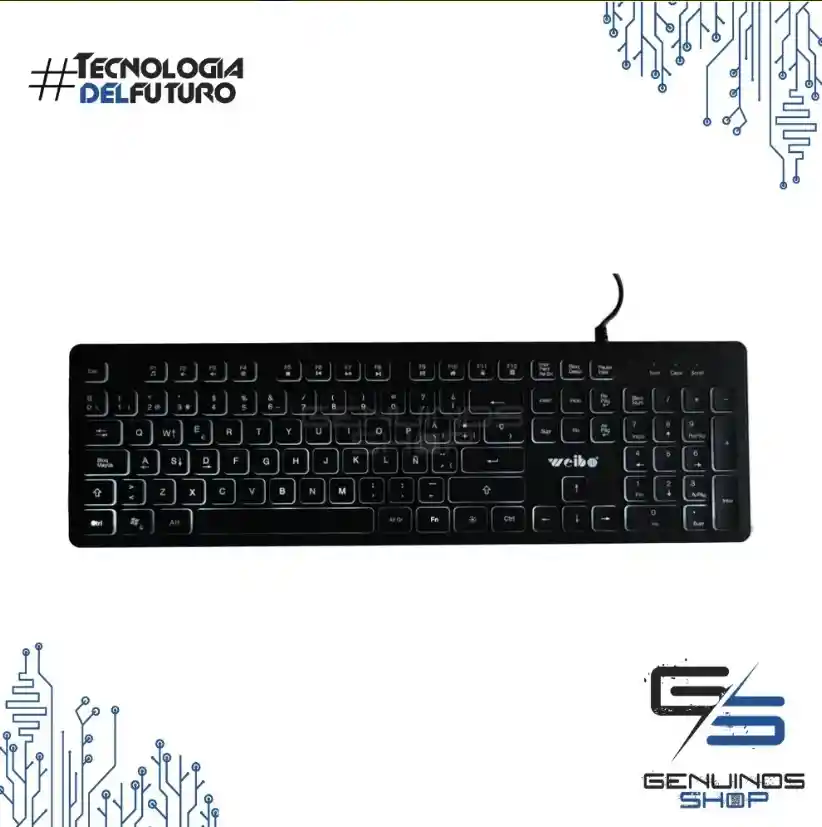 Teclado Alámbrico Ultra Slim Delgado Usb Retroiluminado W560