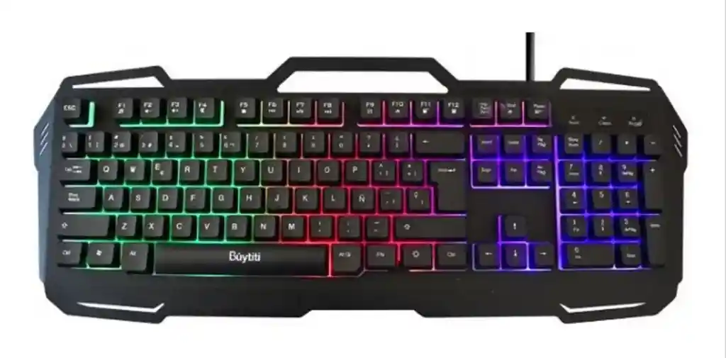 Teclado Gamer Weibo Wb-539 Qwerty Español España Color Negro Con Luz 3 Colores