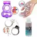 Kit Vibrador Anillo + Funda Dedos + Esposas + Lubricante