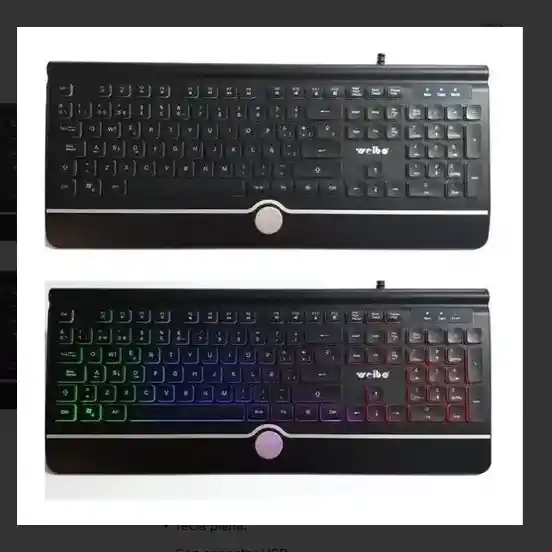 Teclado Gamer Weibo Wb-580 Qwerty Color Negro Con Luz Rgb