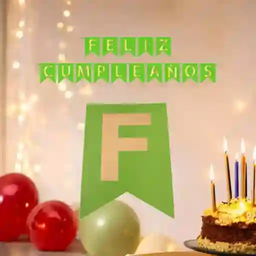 Letrero-banderin Feliz Cumpleaños Verde Olivo Letras Doradas