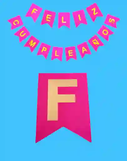 Letrero-banderin Feliz Cumpleaños Fucsia Letras Doradas