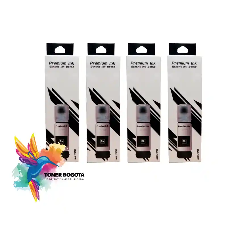 Tintas 544 Negras Epson Genéricas Para Impresora L1110 L3110 L3150 L5190 Kit X 4