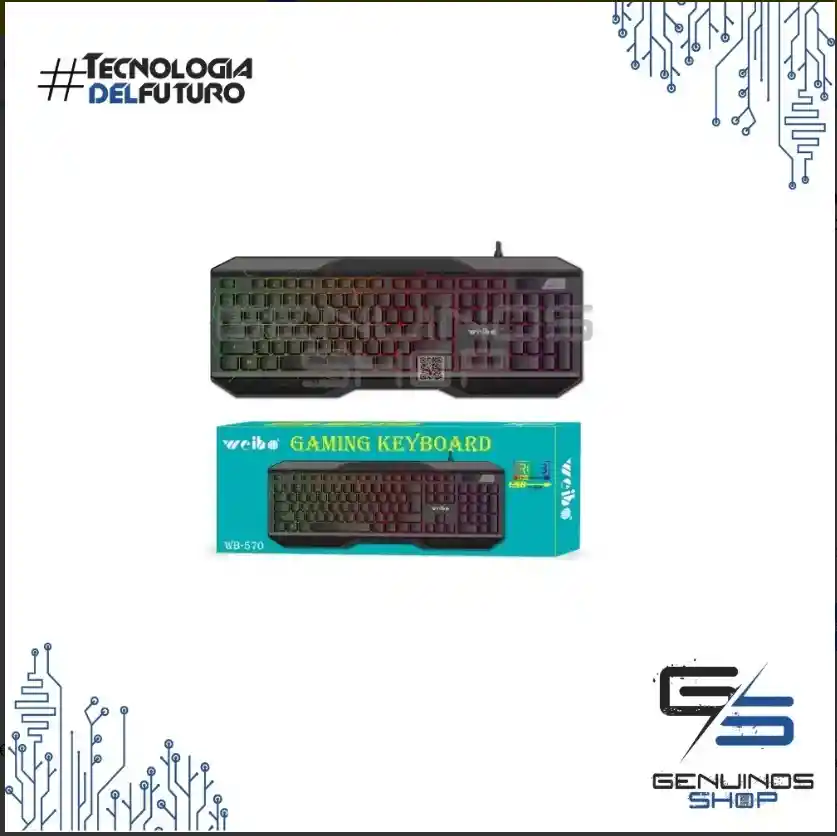 Teclado Para Gamer Rgb Retroiluminación Arcoiris Weibo 570