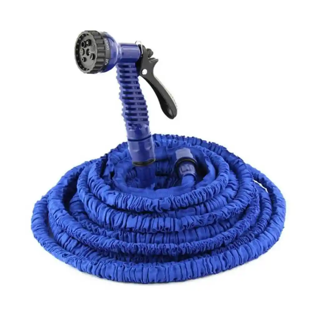 Manguera Expandible 60m Con Pistola Expansible Magic Hose Azul