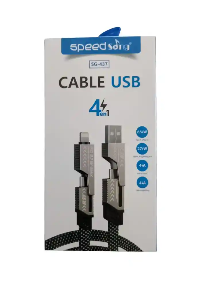 Cable 4en1 Speed Song Sg-437 / 65w Carga Rápida Usb, Tipo C, Iphone