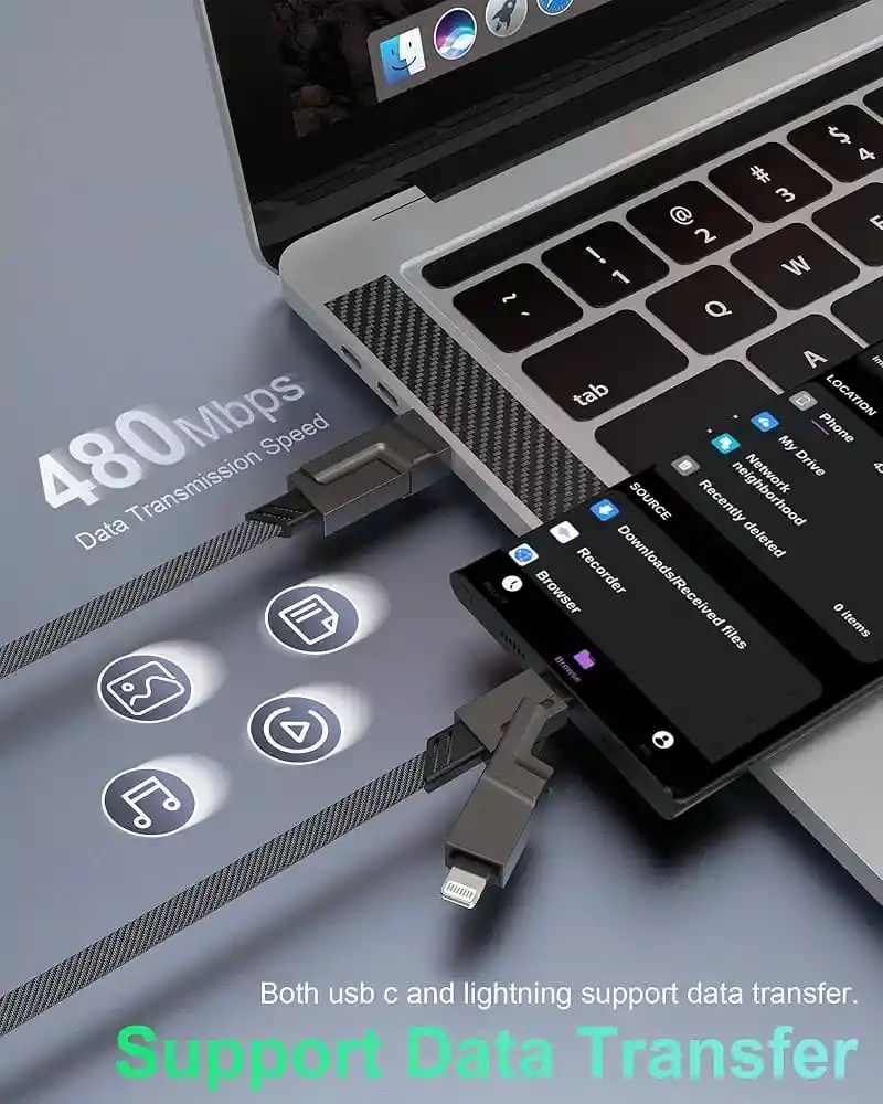 Cable 4en1 Speed Song Sg-437 / 65w Carga Rápida Usb, Tipo C, Iphone