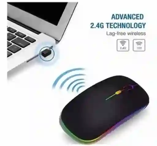 Mouse Inalámbrico Ultrafino Recargable 2,4g Bluetooth / Usb Rgb W7