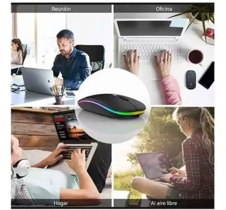Mouse Inalámbrico Ultrafino Recargable 2,4g Bluetooth / Usb Rgb W7