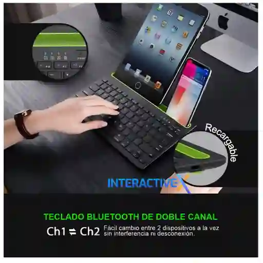 Teclado Bluetooth Recargable/ Teclado Bluetooth Recargable De Doble Canal