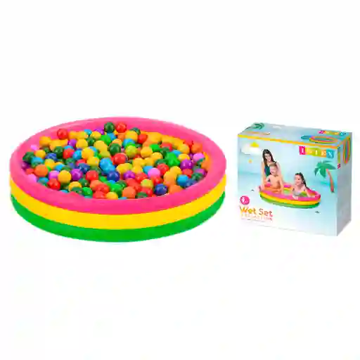 Intex Piscina Inflable + 100 Pelotas 114cm Plástico Agua