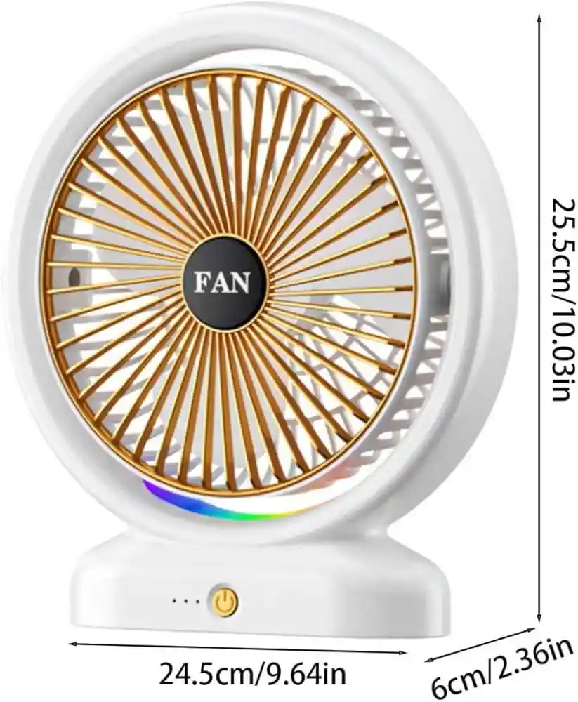 Ventilador Recargable 3 Velocidades Luz Arcoiris