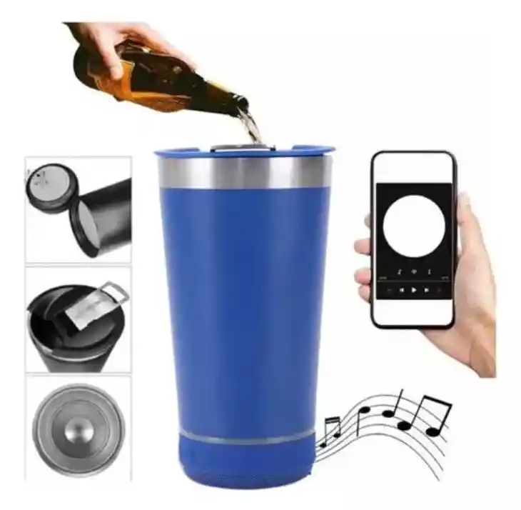 Vaso Cervecero Parlante Bluetooth Acero Inoxidable 480ml